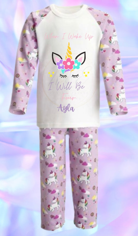 Unicorn Personalised Birthday Pyjamas| When I Wake Up