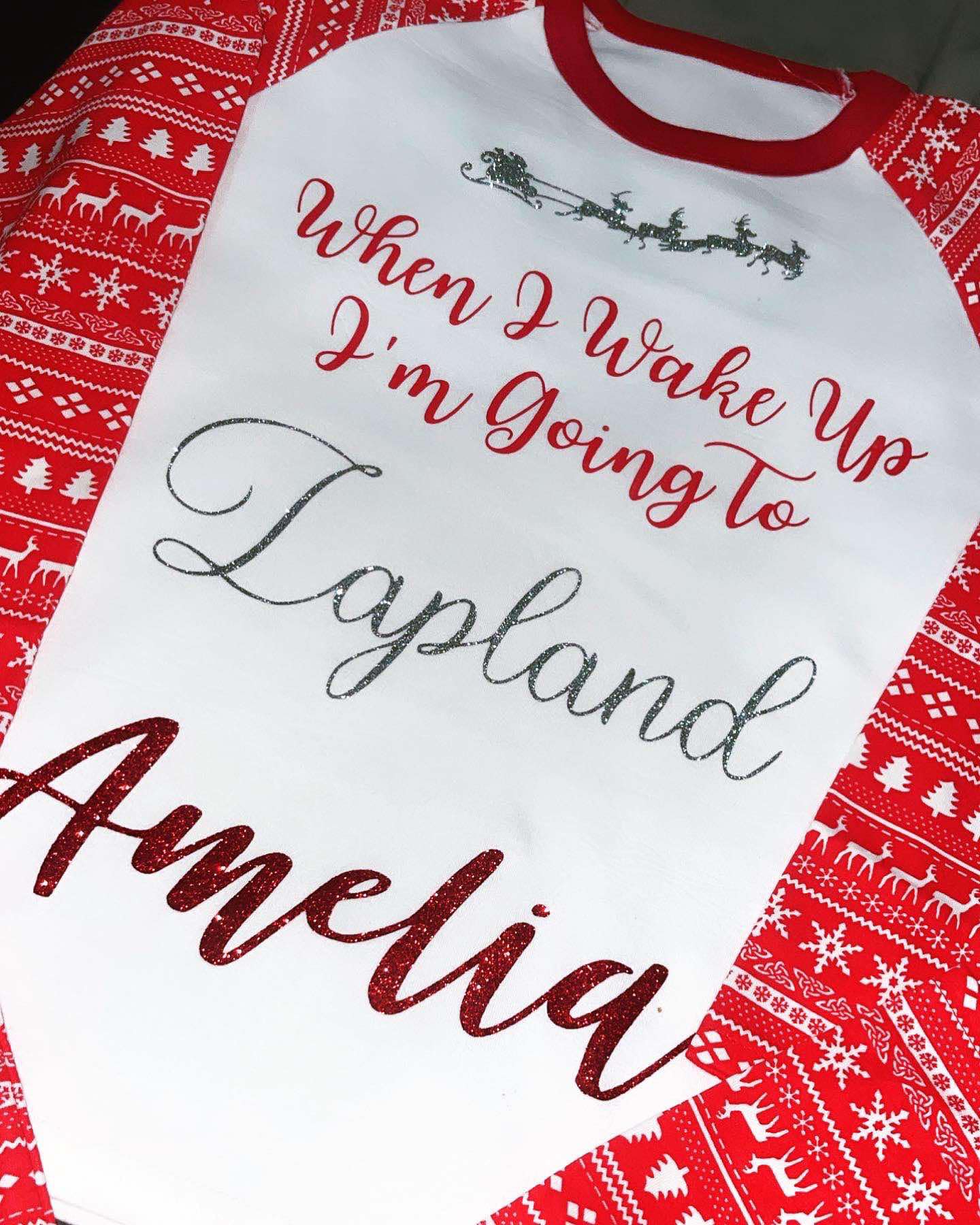 When I Wake Up I'm Going To Lapland Christmas Pyjamas | Personalised Christmas Pyjamas (Red Pyjamas)