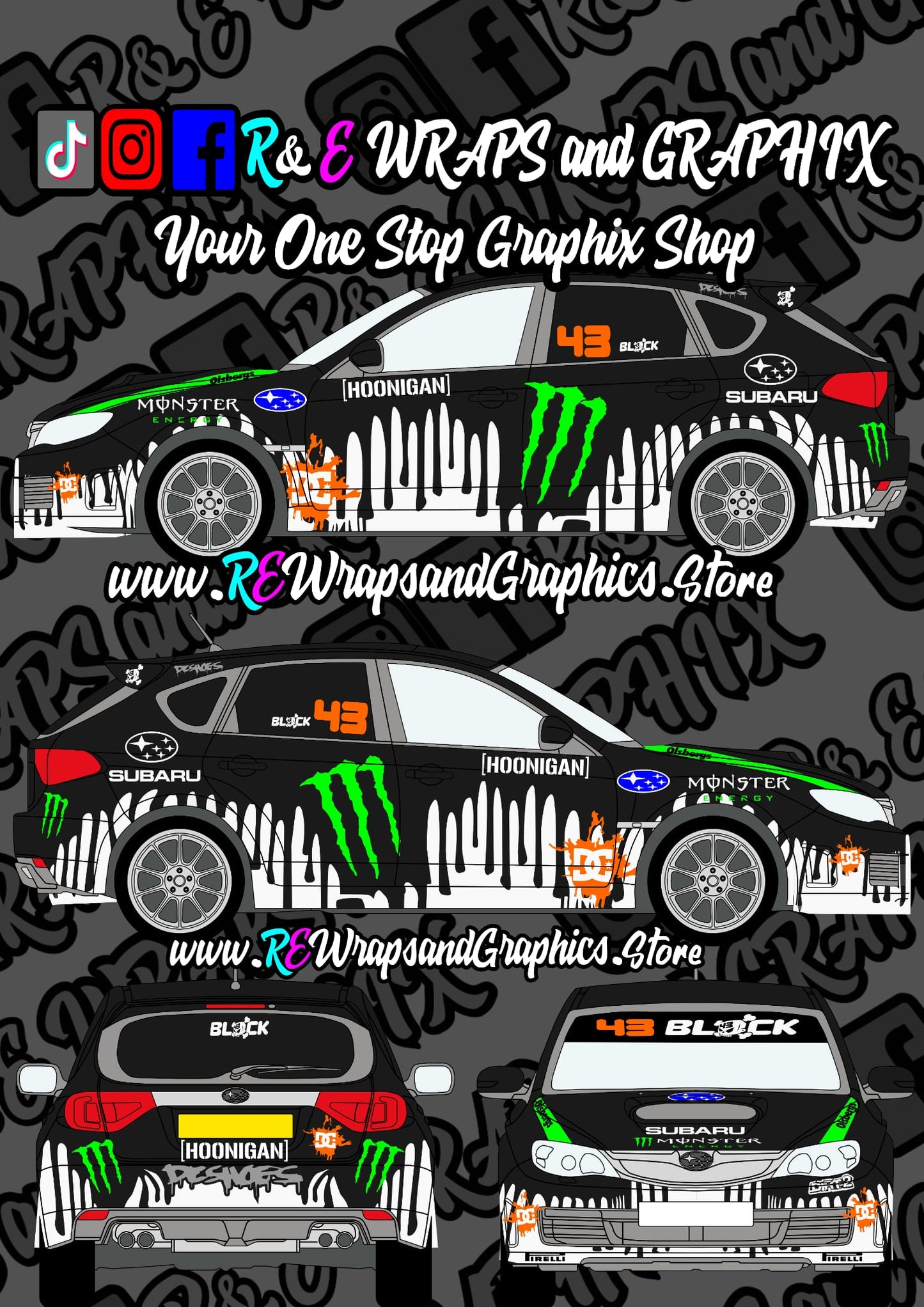Ford Focus Mk2 ST/RS Monster Energy 43 Grafikkit