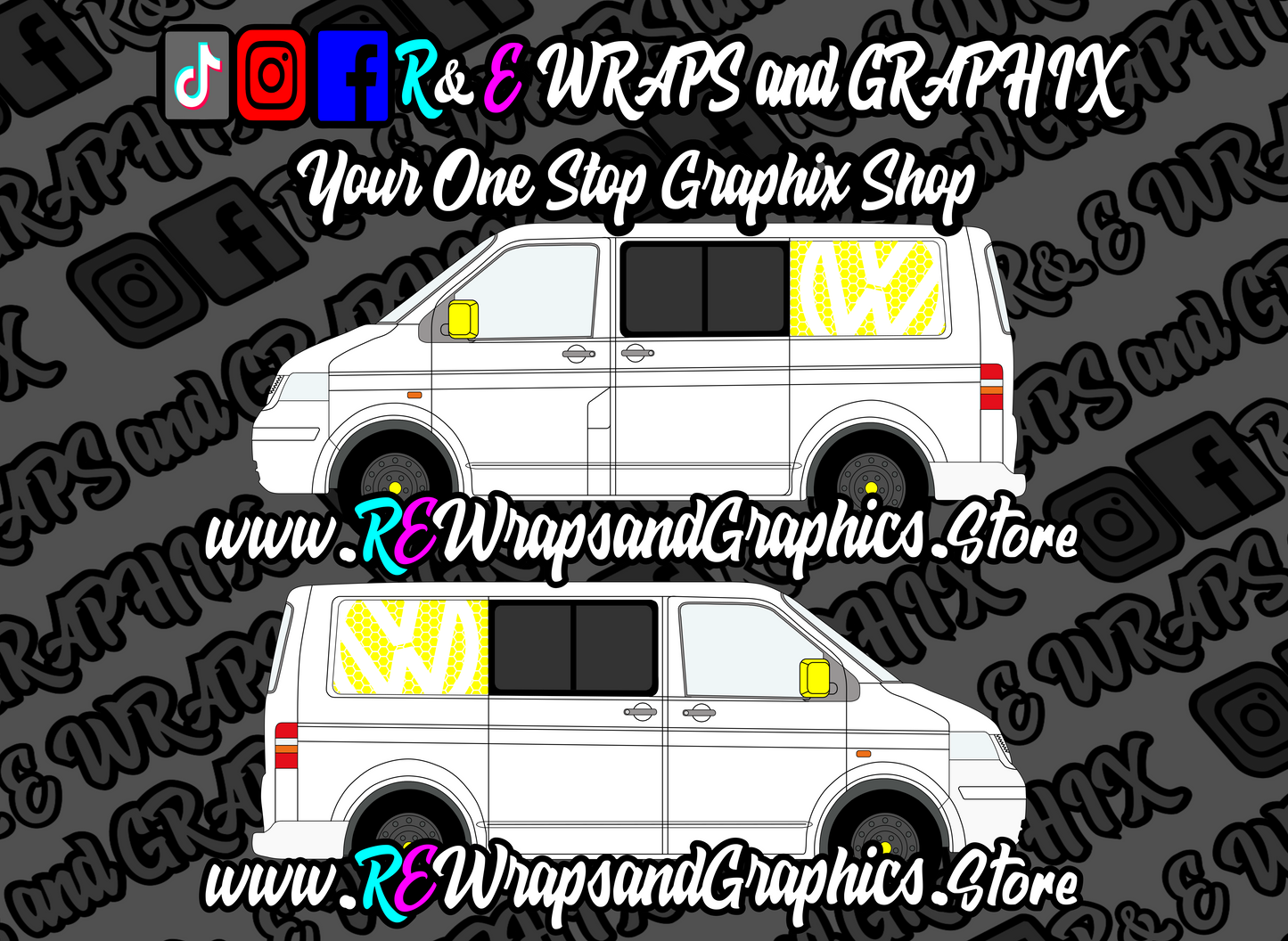 Volkswagen T5 T6 SWB Honeycomb VW Side Panel Decals x2