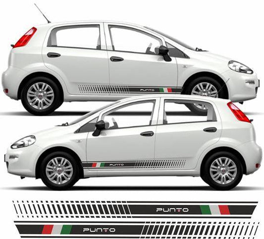 Fiat Punto Italian Style Side Stripes Vinyl Decal Stickers - rewrapsandgraphics