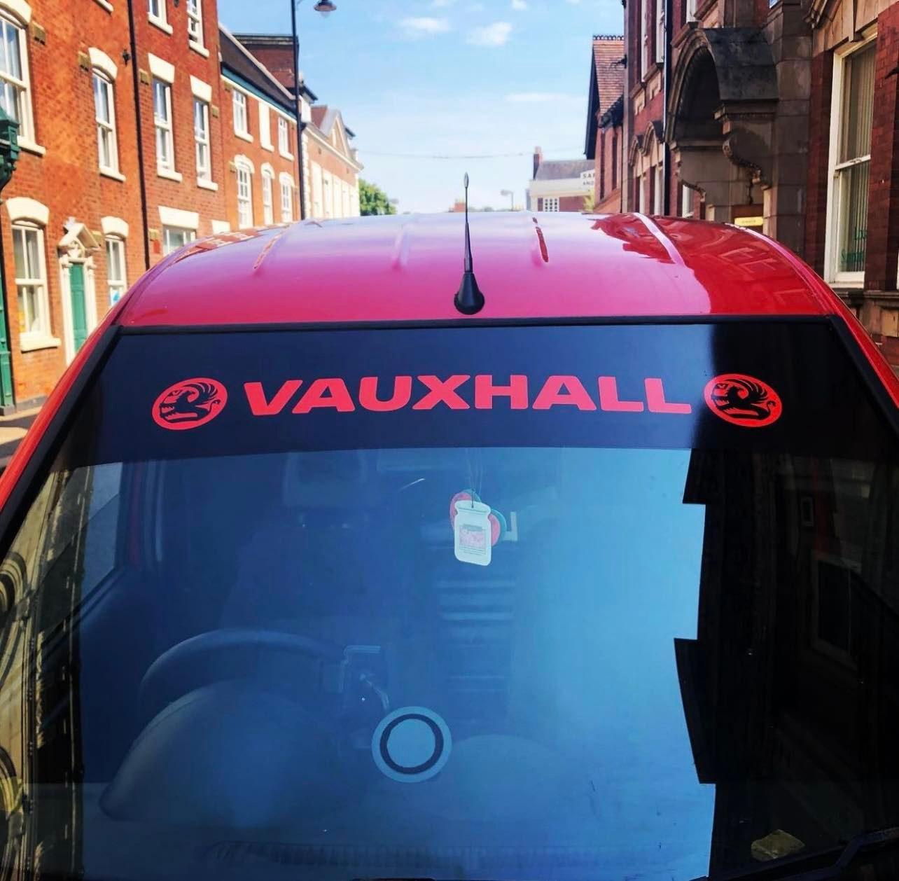 Vauxhall Sunstrip visor vinyl decal stickers - rewrapsandgraphics